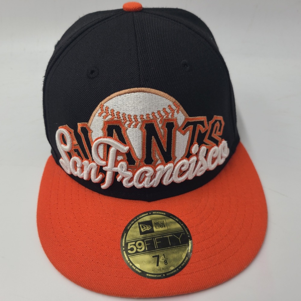 San Francisco Giants Hat Fitted 7 1/8 New Era 59Fifty Black Orange MLB Wool Men